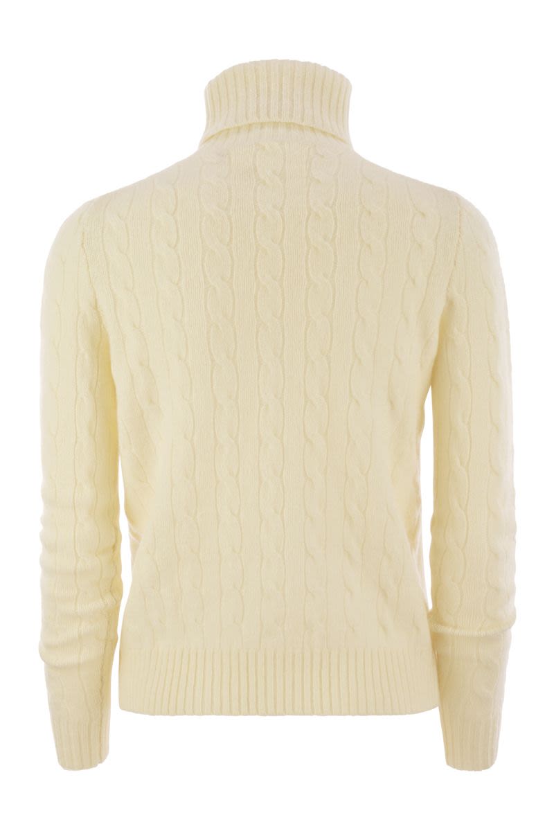 POLO RALPH LAUREN Wool and Cashmere Cable-Knit Turtleneck Sweater - Slim Fit