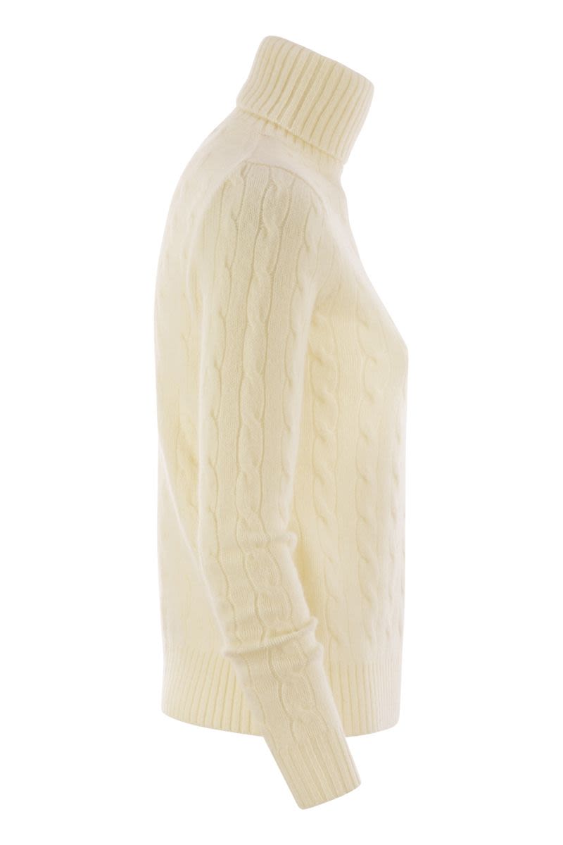 POLO RALPH LAUREN Wool and Cashmere Cable-Knit Turtleneck Sweater - Slim Fit
