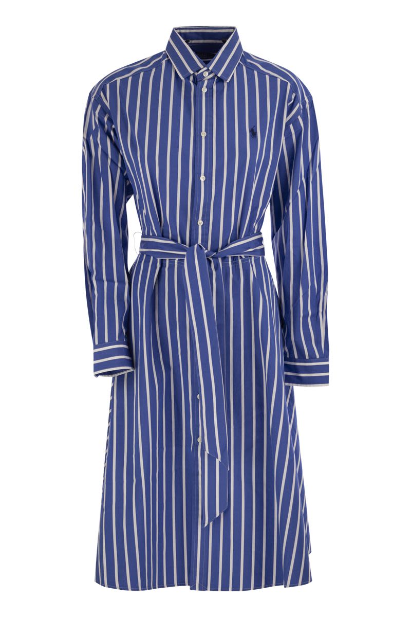 POLO RALPH LAUREN Striped Chemisier with Belt - Mini Length