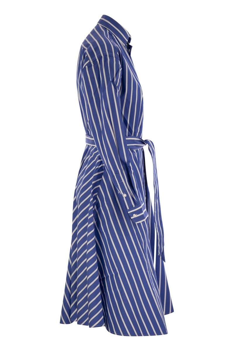 POLO RALPH LAUREN Striped Chemisier with Belt - Mini Length