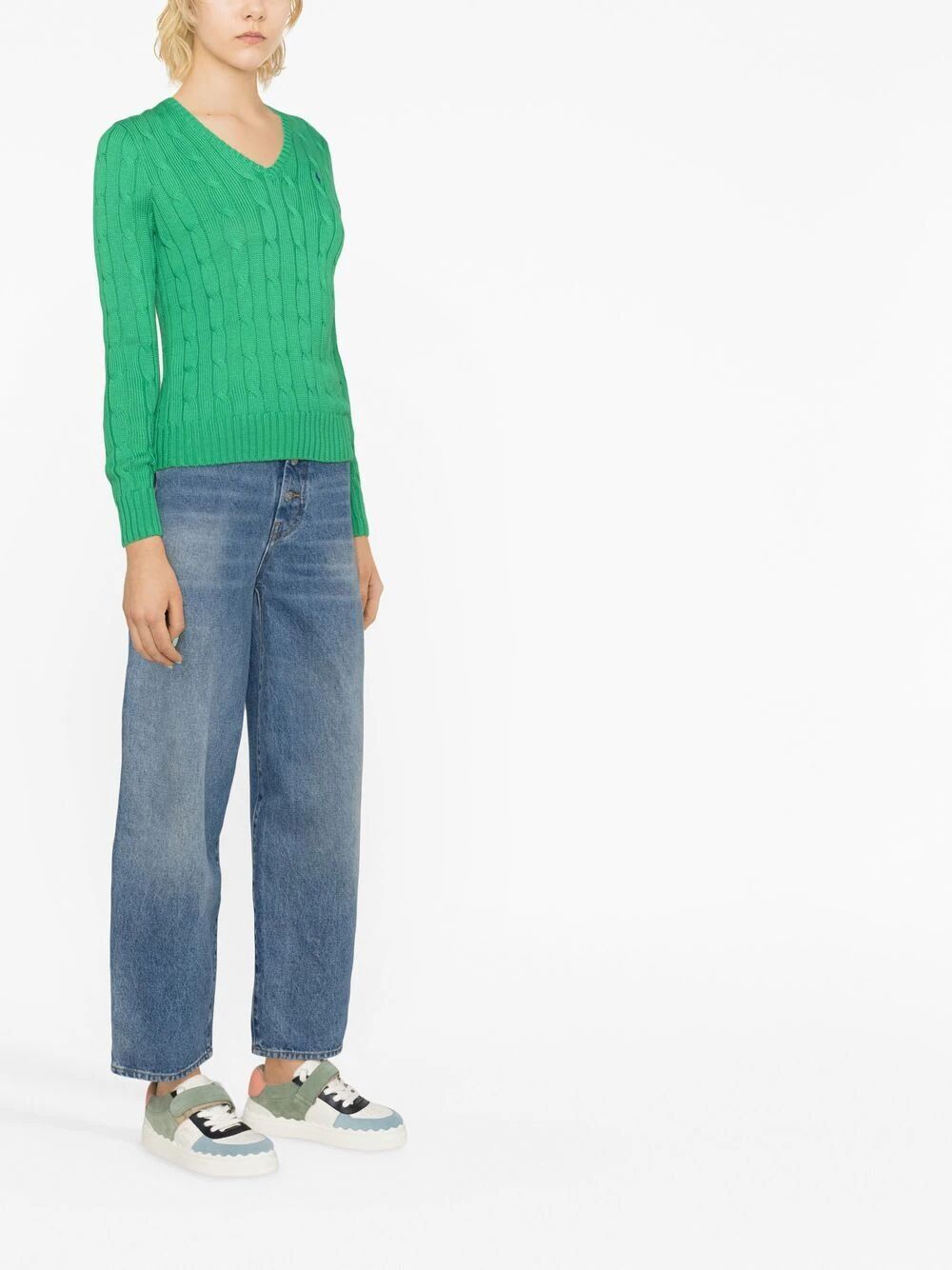 POLO RALPH LAUREN V-Neck Braided Sweater for Women