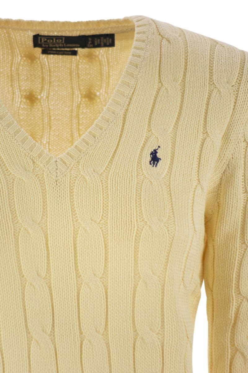 POLO RALPH LAUREN Plaited Cotton V-Neck Sweater