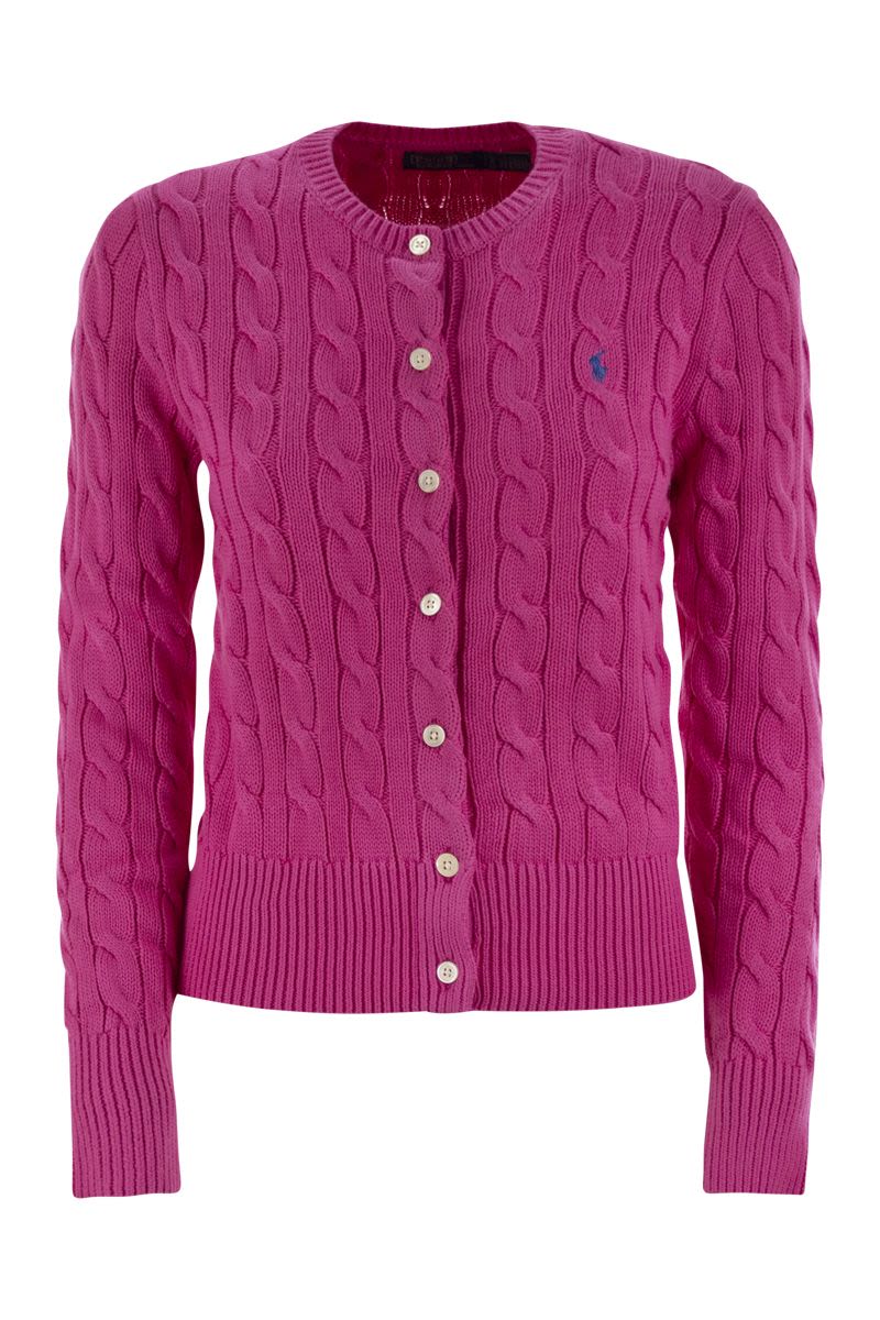 POLO RALPH LAUREN Fitted Plaited Cardigan with Long Sleeves
