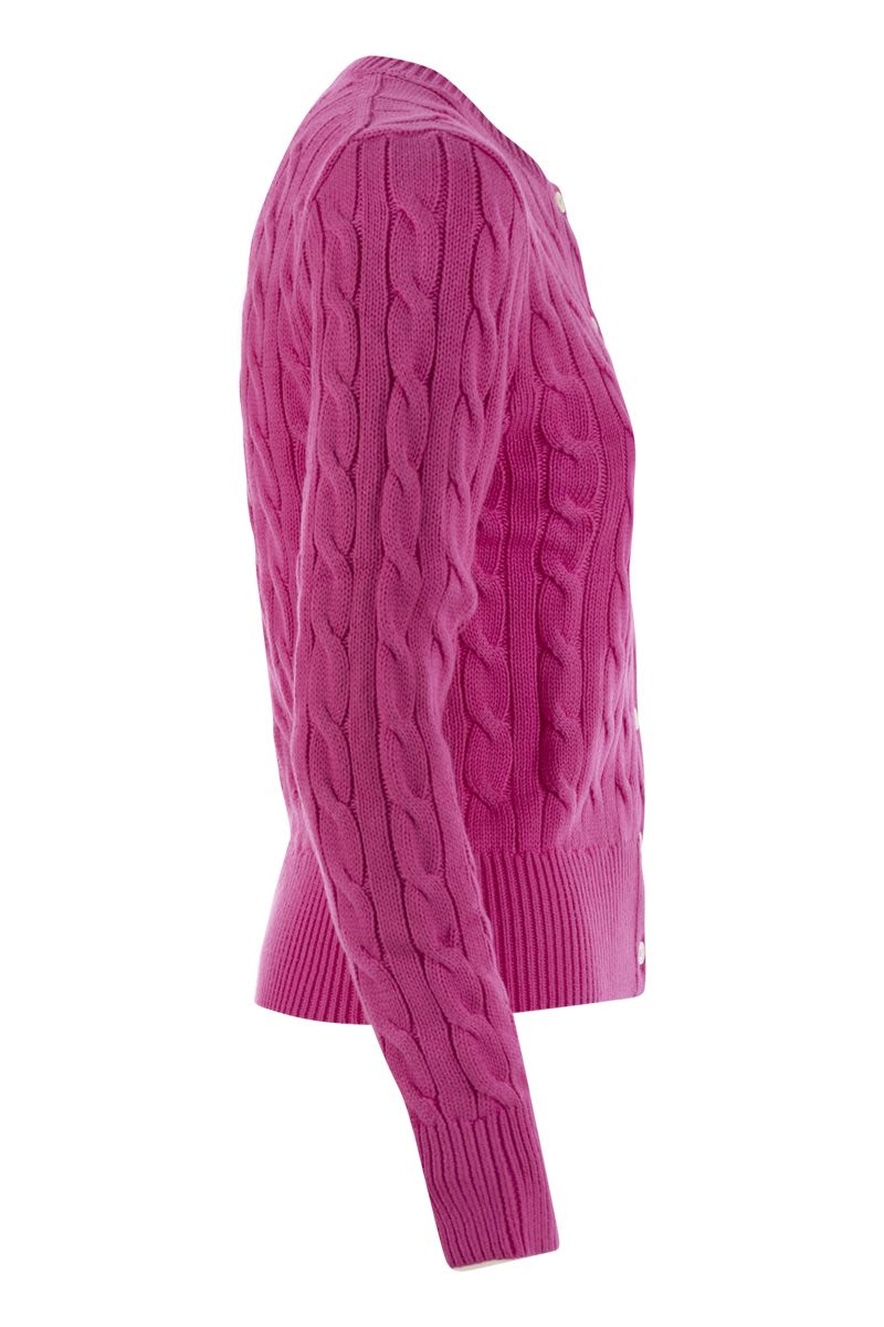 POLO RALPH LAUREN Fitted Plaited Cardigan with Long Sleeves