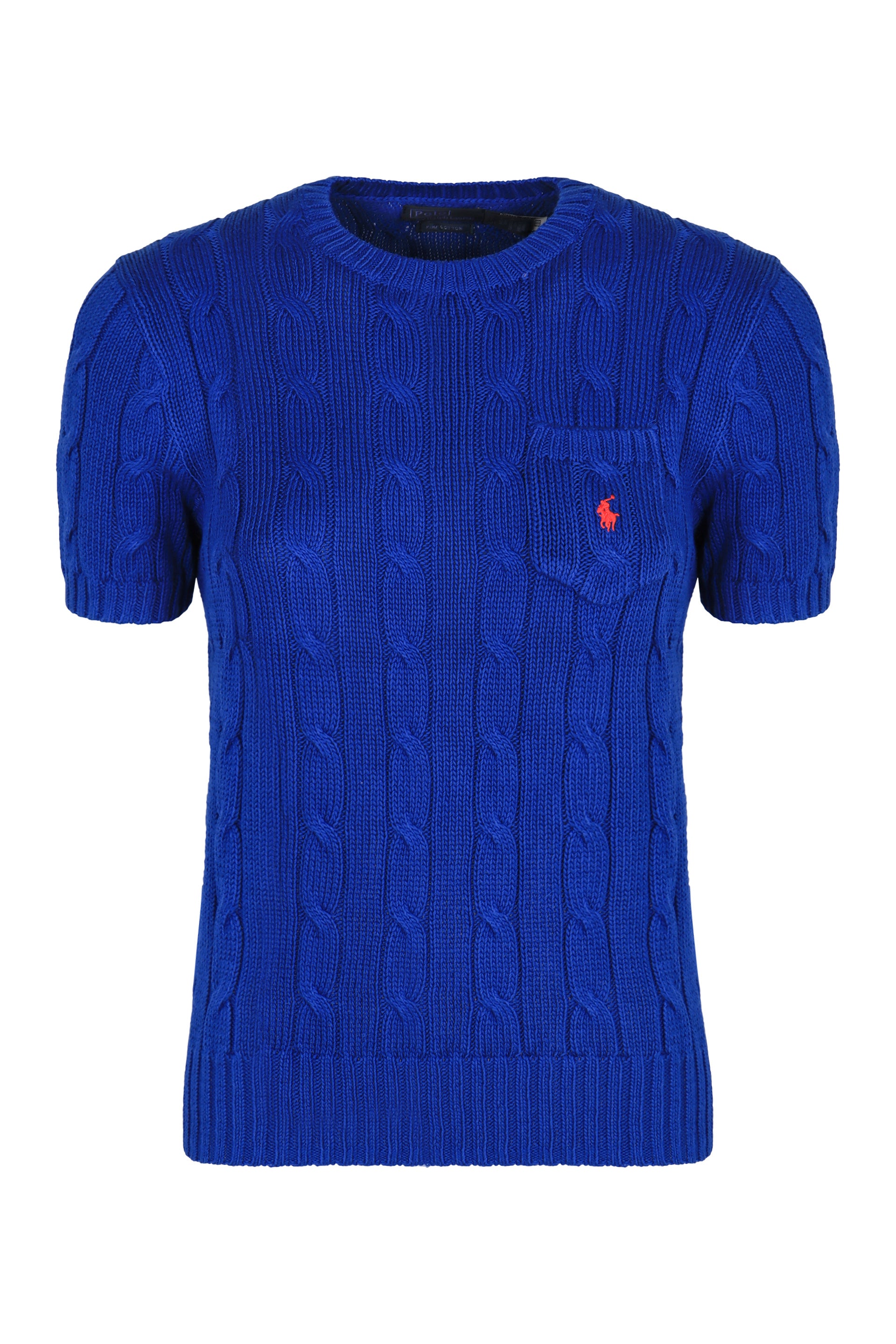 POLO RALPH LAUREN Cotton Short Sleeve Sweater with Cable Knit Design