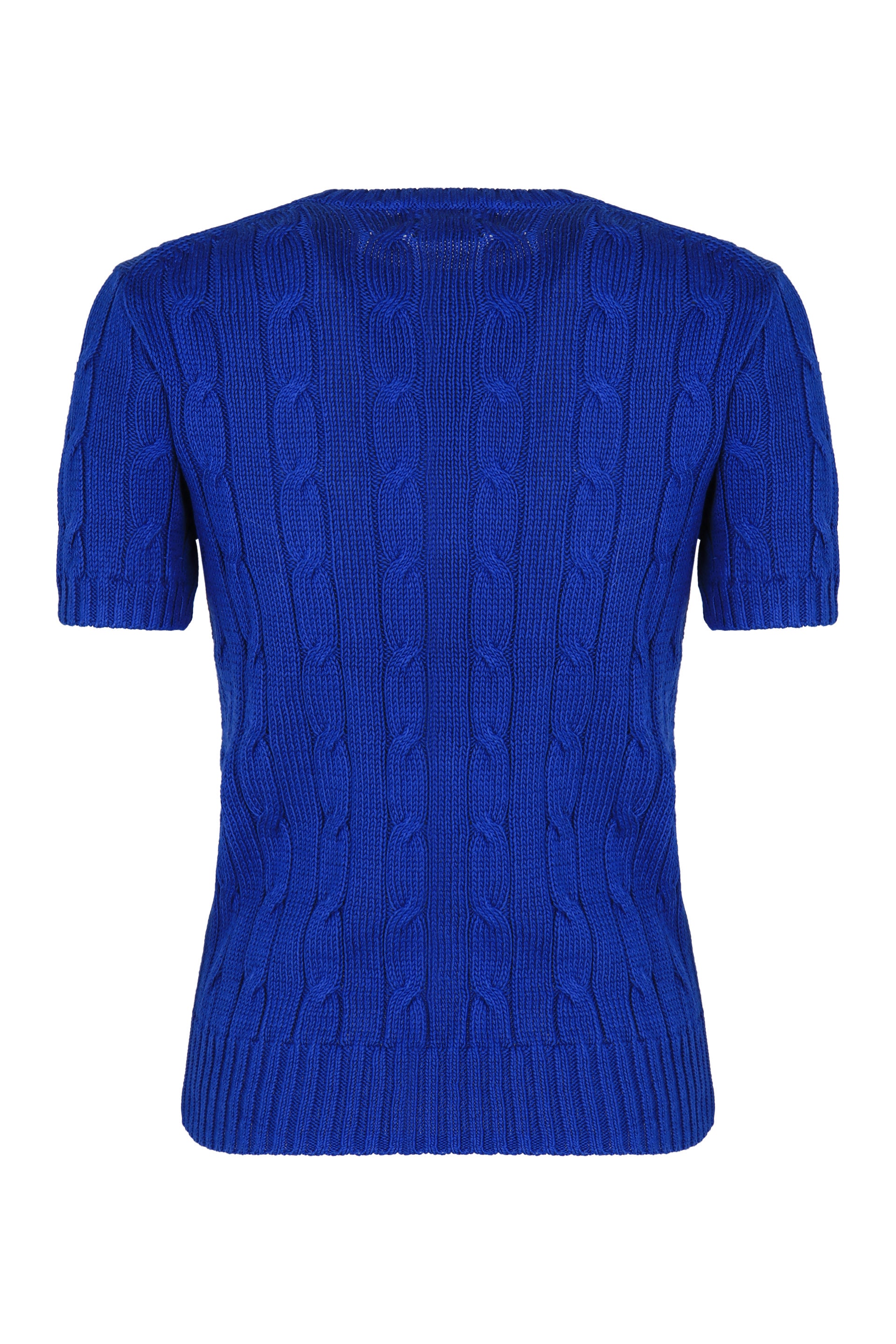 POLO RALPH LAUREN Cotton Short Sleeve Sweater with Cable Knit Design