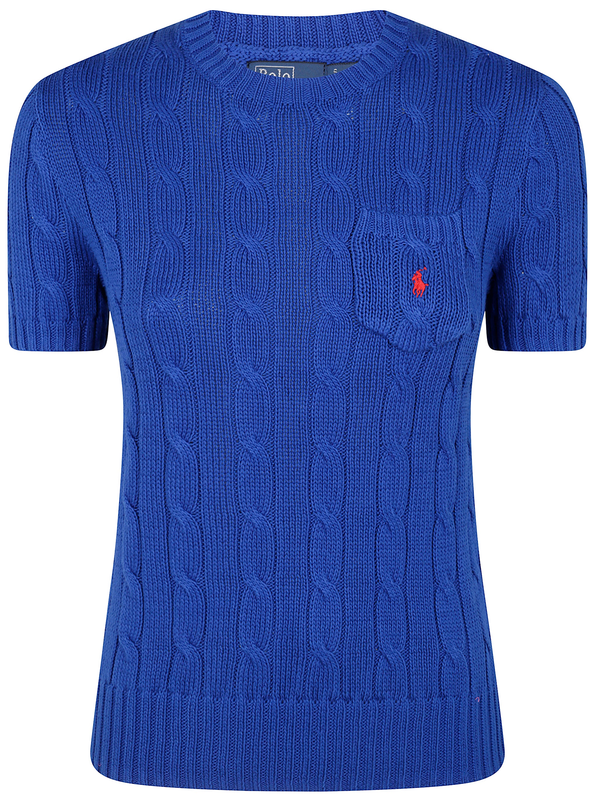 POLO RALPH LAUREN Cotton Short Sleeve Sweater with Cable Knit Design