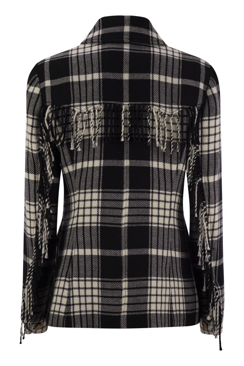 POLO RALPH LAUREN Plaid Wool Jacket with Fringes