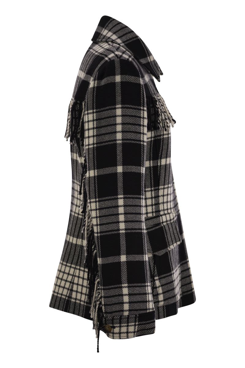 POLO RALPH LAUREN Plaid Wool Jacket with Fringes