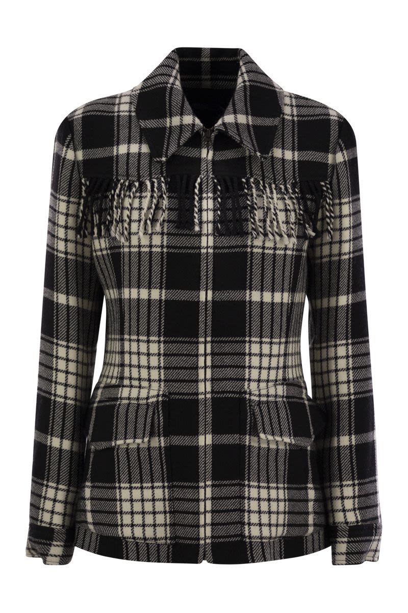 POLO RALPH LAUREN Plaid Wool Jacket with Fringes
