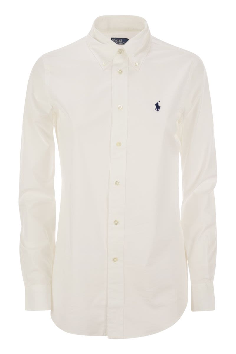 POLO RALPH LAUREN Stretch Cotton Shirt with Rounded Hem for Women