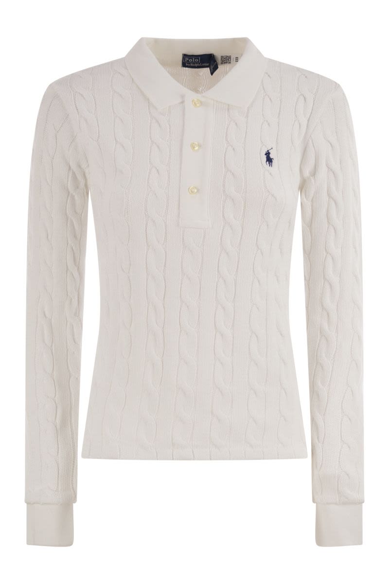 POLO RALPH LAUREN Plaited Cotton Polo Shirt - Women’s Fitted Style