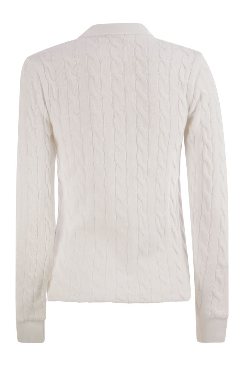 POLO RALPH LAUREN Plaited Cotton Polo Shirt - Women’s Fitted Style