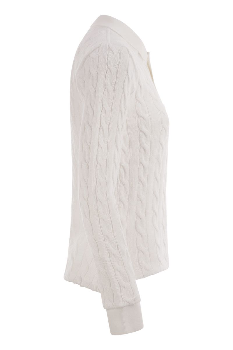 POLO RALPH LAUREN Plaited Cotton Polo Shirt - Women’s Fitted Style