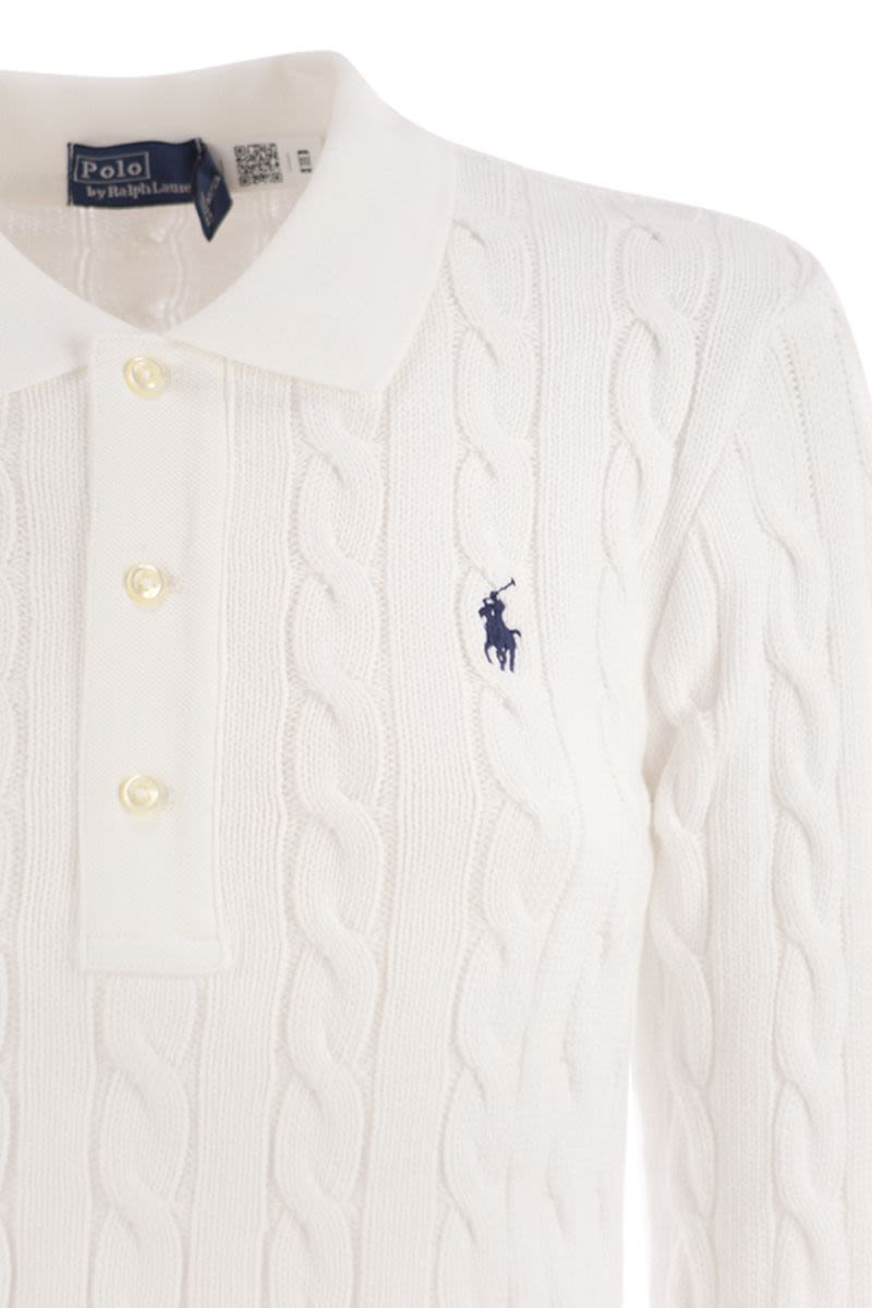 POLO RALPH LAUREN Plaited Cotton Polo Shirt - Women’s Fitted Style