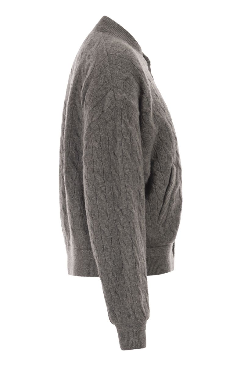 POLO RALPH LAUREN Wool and Cashmere Bomber Jacket with Cable Knit - Women’s Hip Length