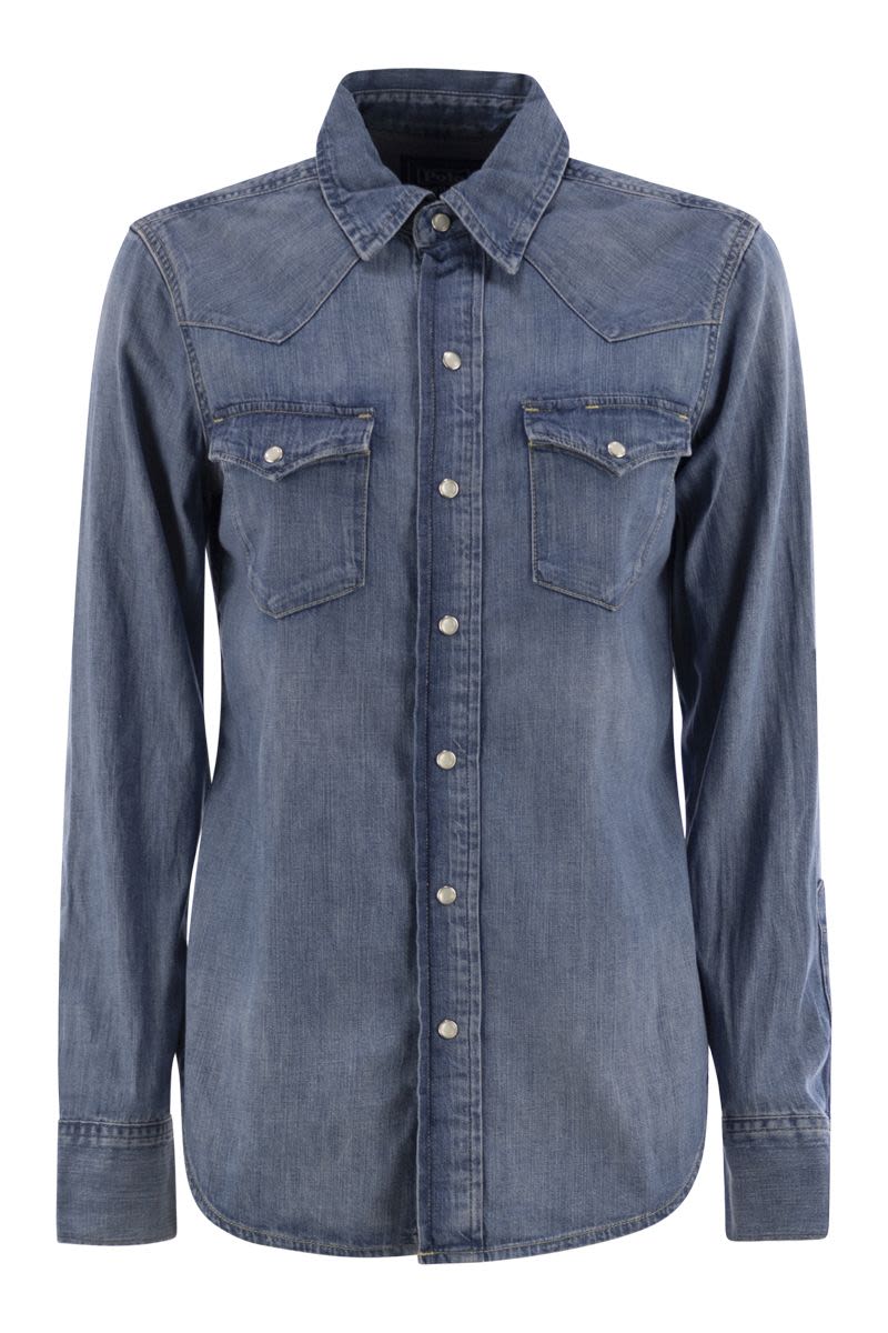 POLO RALPH LAUREN Denim Western Shirt for Women - Fitted at Chest and Hips