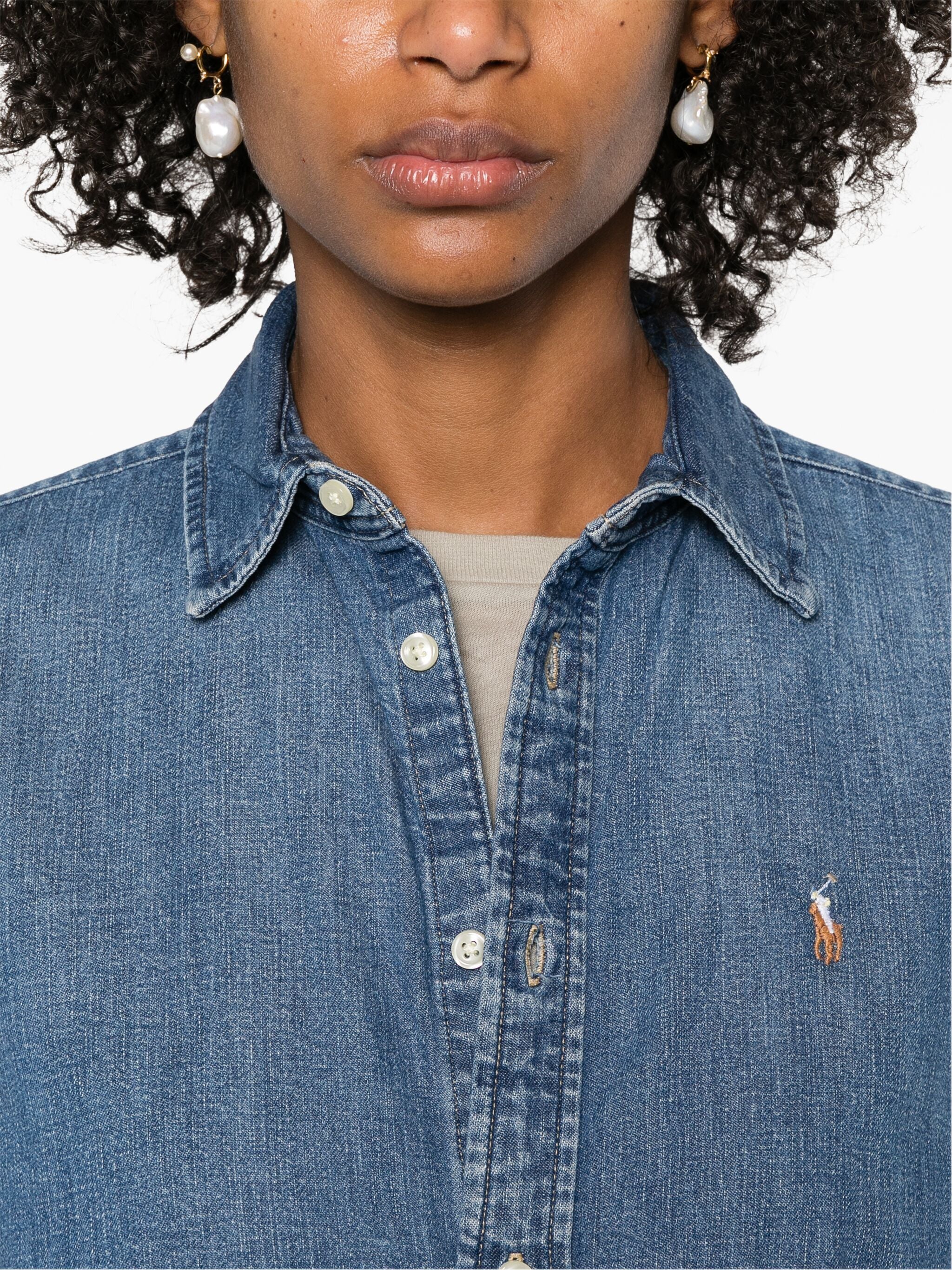 POLO RALPH LAUREN Women's Denim Shirt with Rounded Hem
