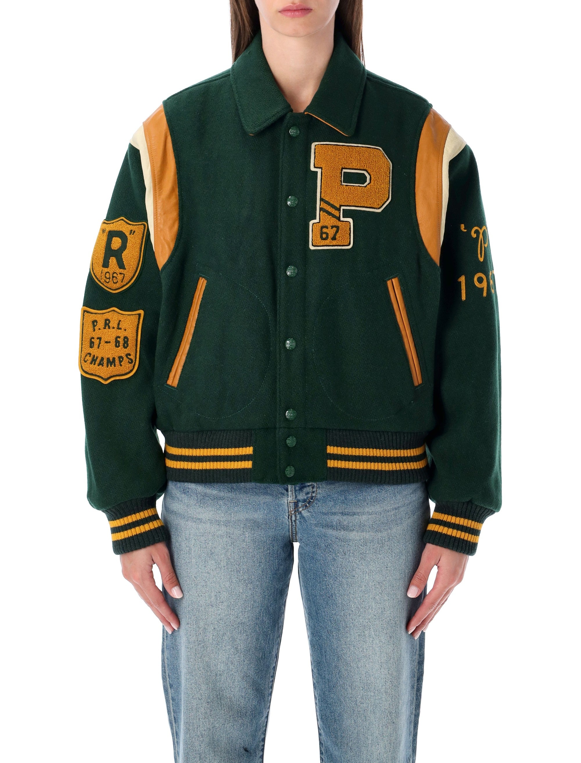 POLO RALPH LAUREN Wool Varsity Jacket with Patches - Women's Size S