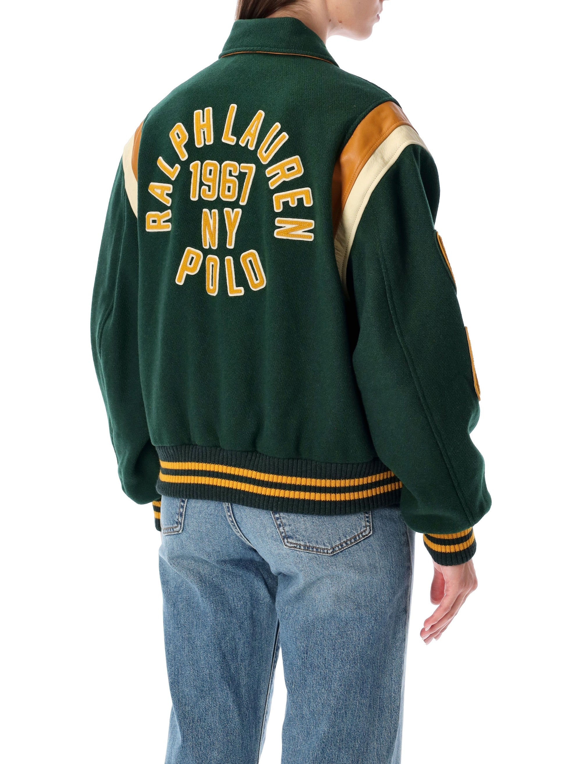 POLO RALPH LAUREN Wool Varsity Jacket with Patches - Women's Size S