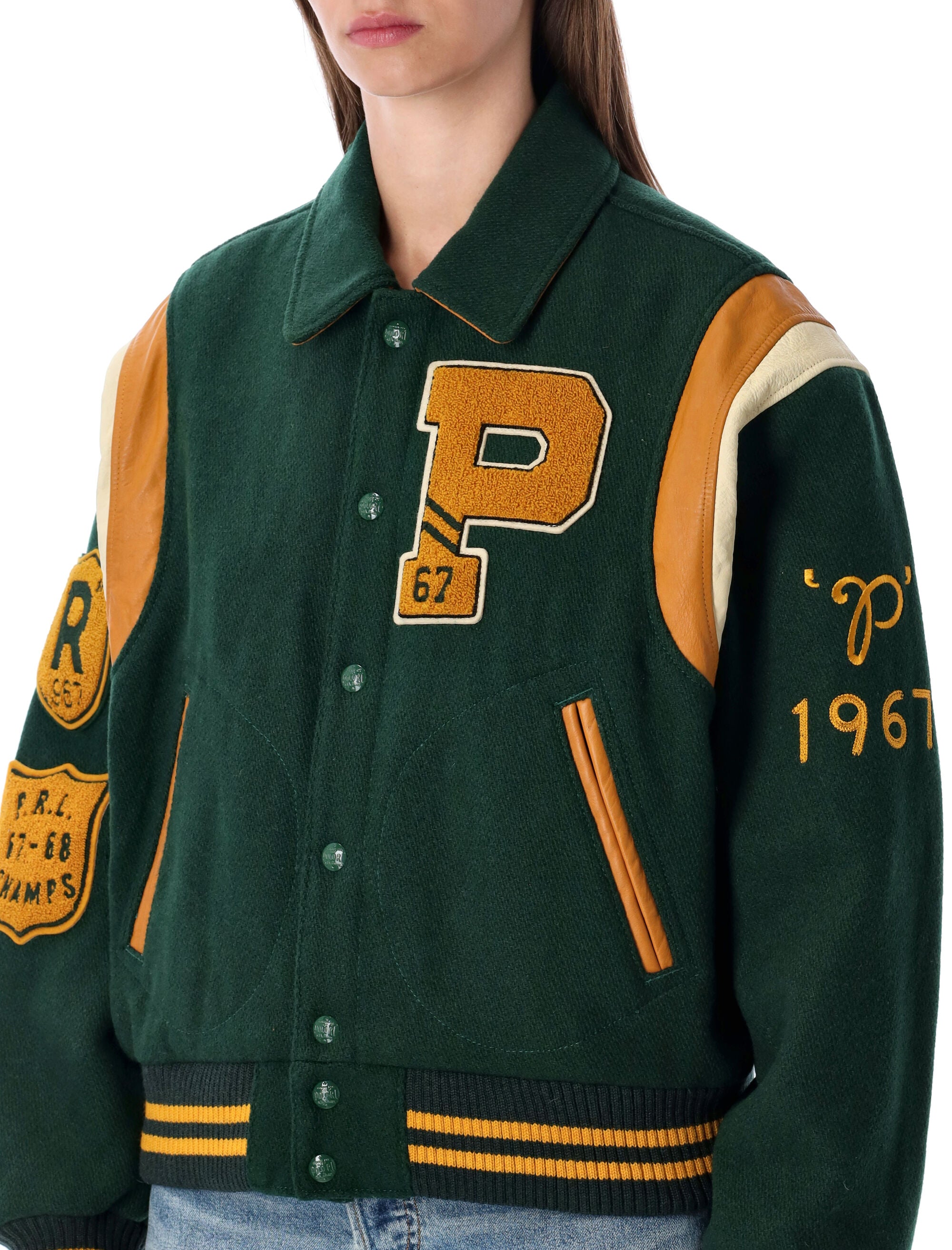 POLO RALPH LAUREN Wool Varsity Jacket with Patches - Women's Size S