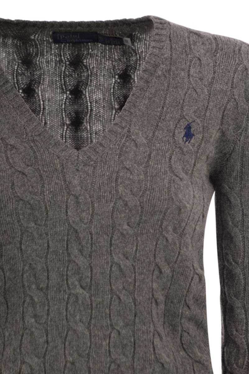 POLO RALPH LAUREN Slim-Fit Cable Knit V-Neck Sweater