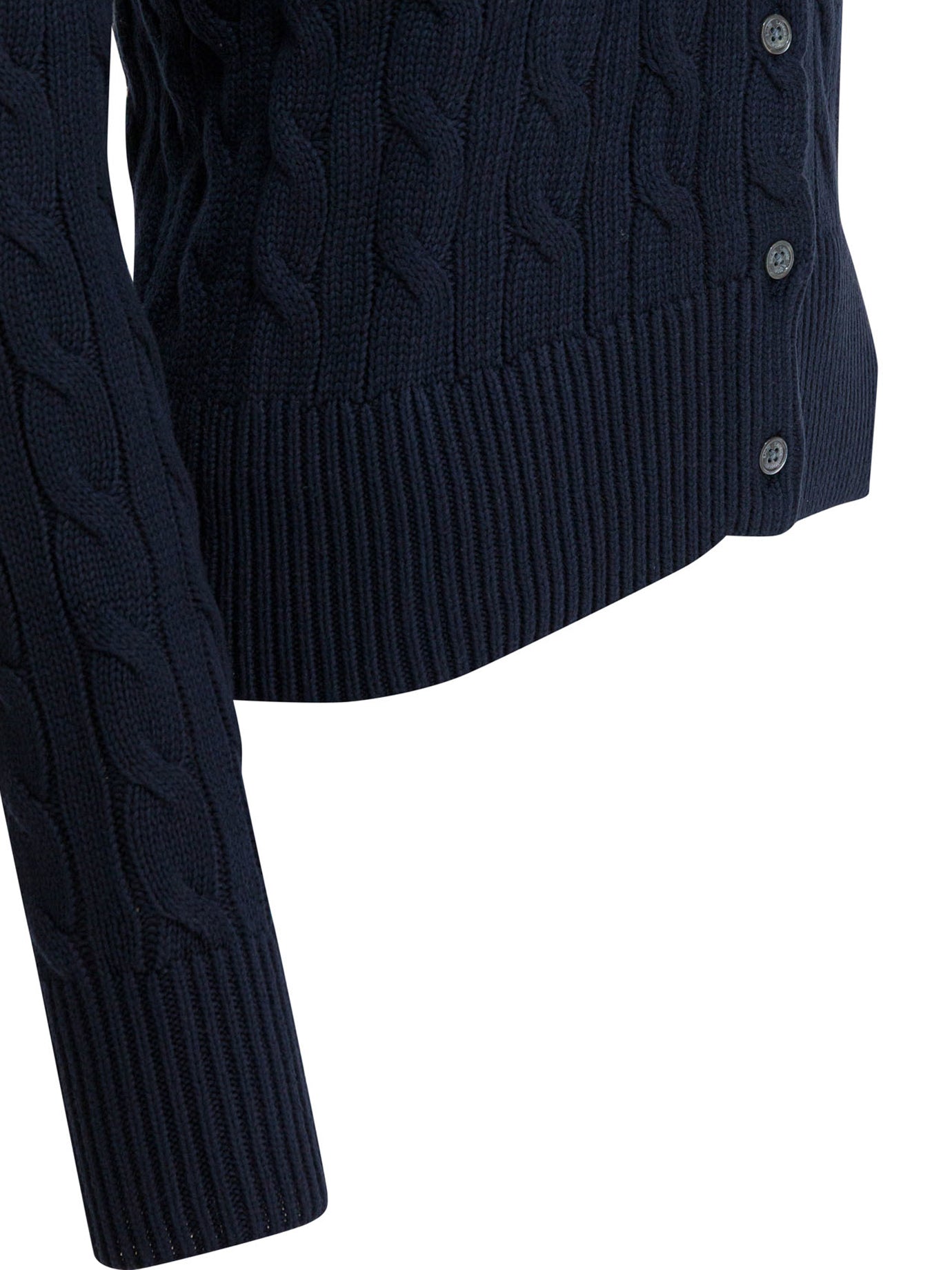 POLO RALPH LAUREN Braided Crewneck Cardigan with Logo - Slim Fit