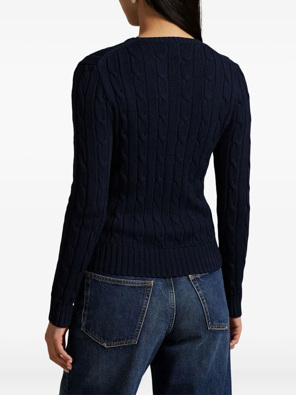 POLO RALPH LAUREN Slim Fit Cable-Knit Cotton Crewneck Jumper for Women