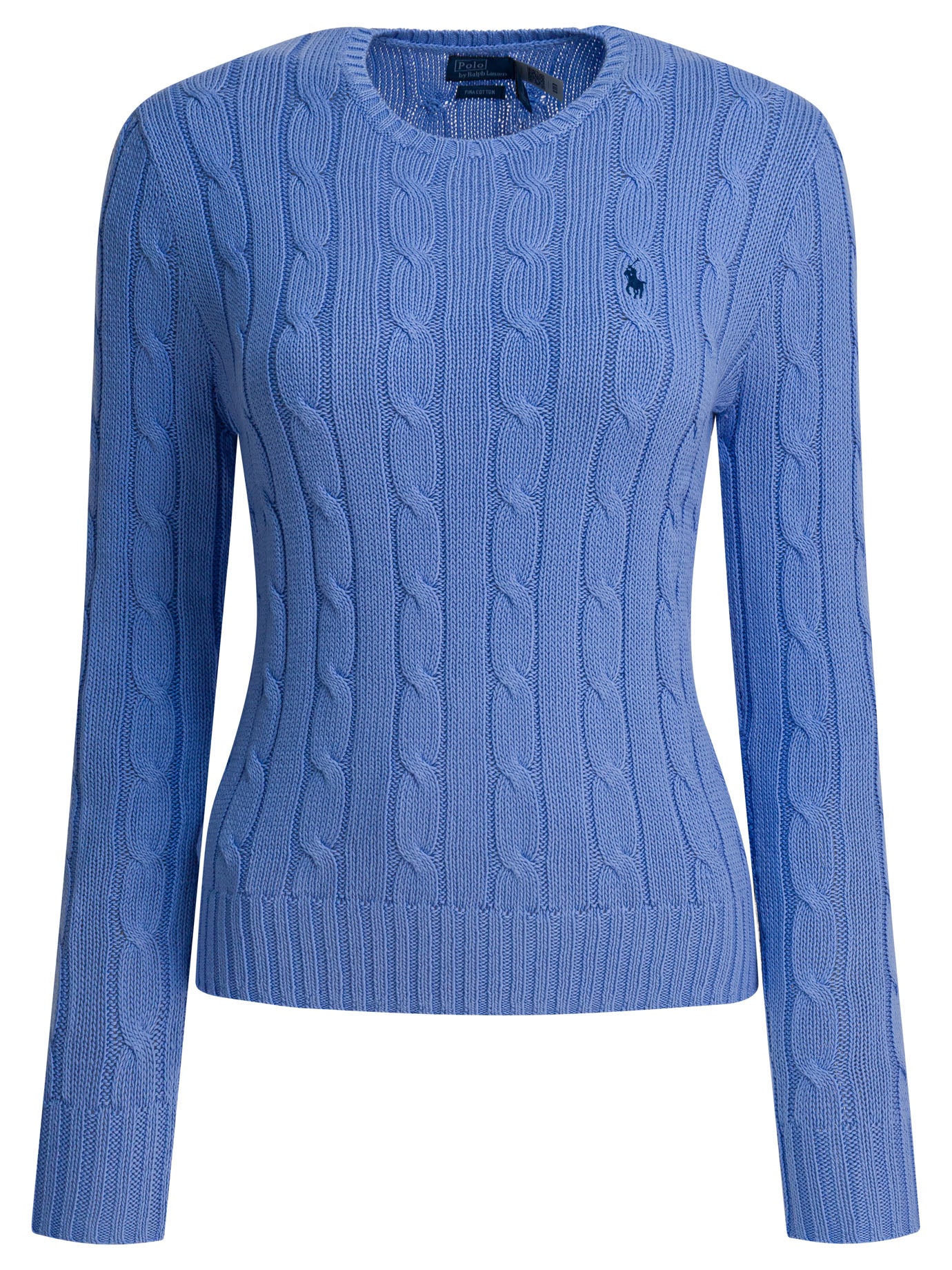 POLO RALPH LAUREN Crew-Neck Cable-Knit Sweater with Logo - Women's Slim Fit