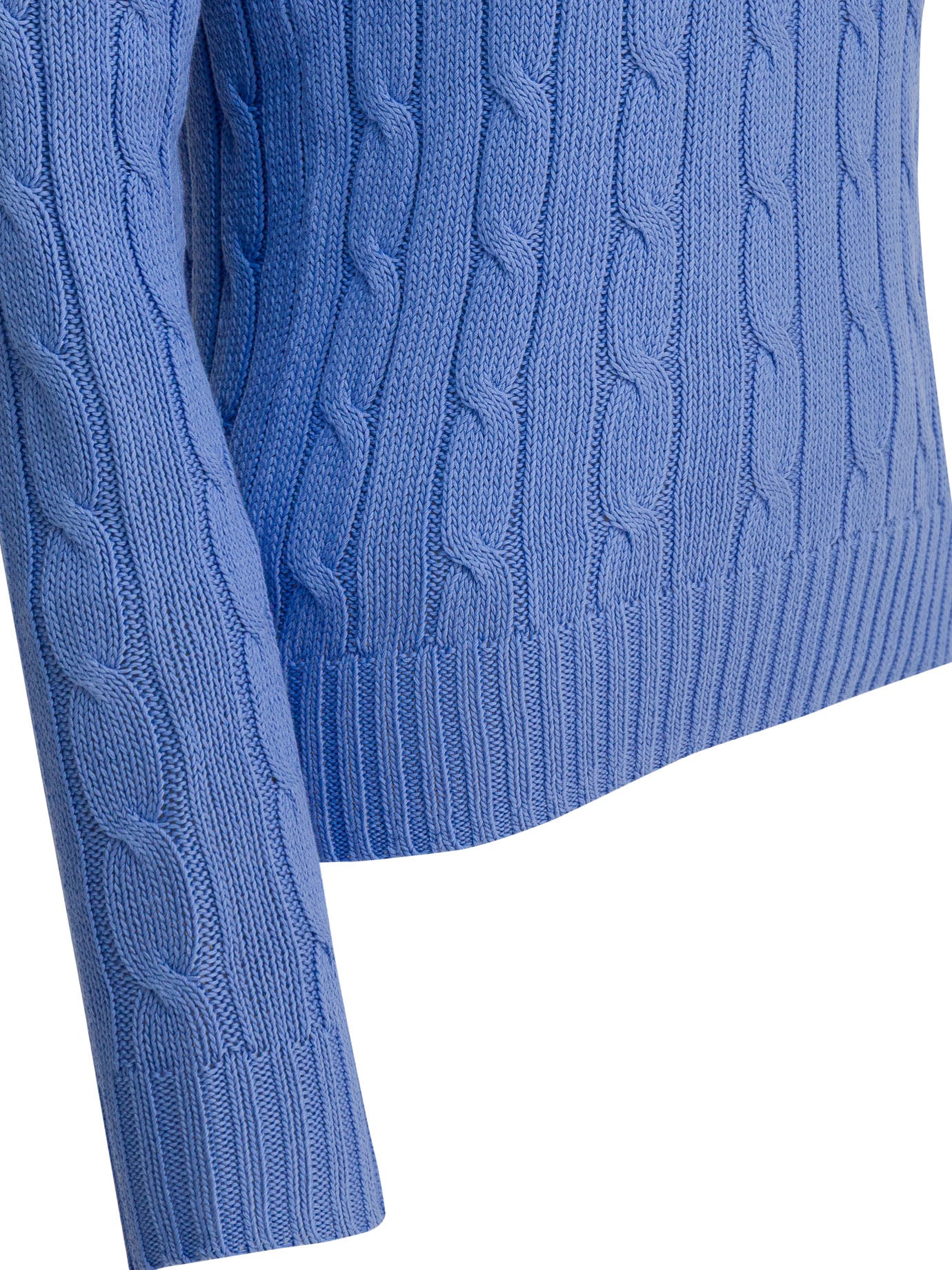 POLO RALPH LAUREN Crew-Neck Cable-Knit Sweater with Logo - Women's Slim Fit