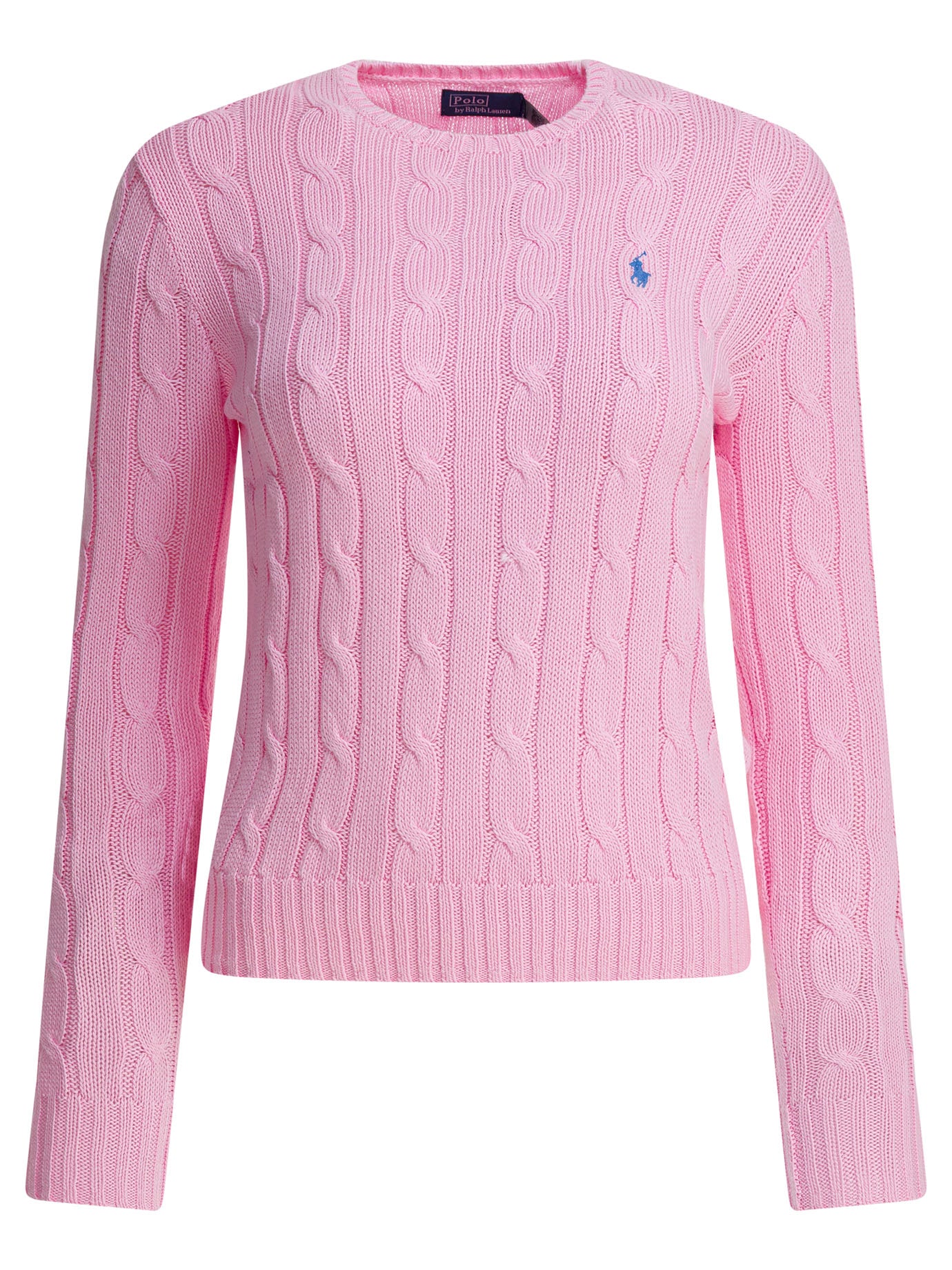 POLO RALPH LAUREN Crew-Neck Cable-Knit Sweater with Logo - Slim Fit