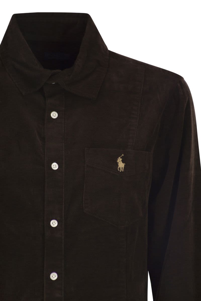 POLO RALPH LAUREN Mini A-Line Shirt Dress in Corduroy