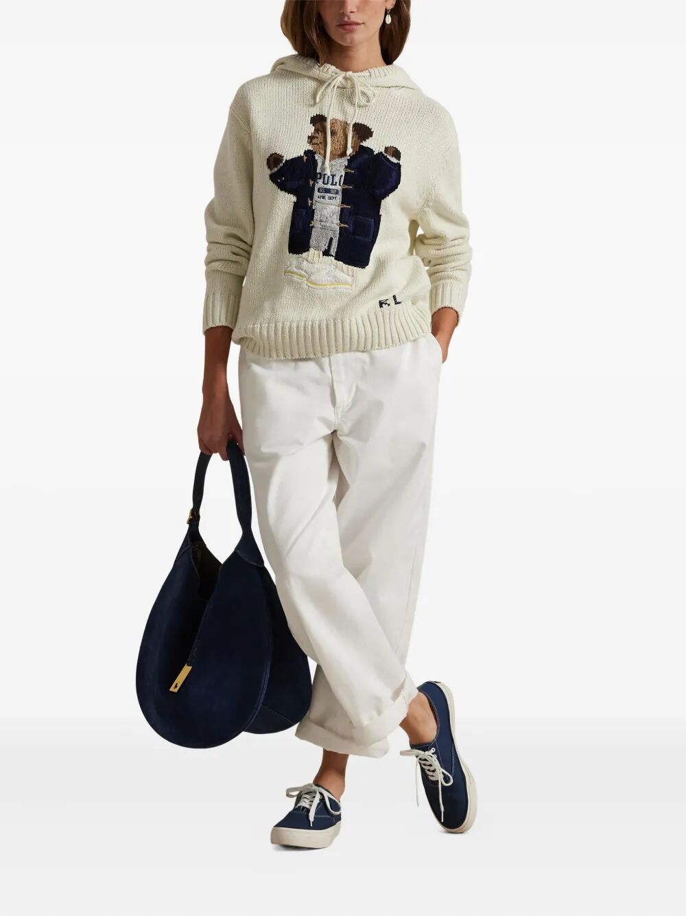 POLO RALPH LAUREN Knit Hoodie with Iconic Bear Design