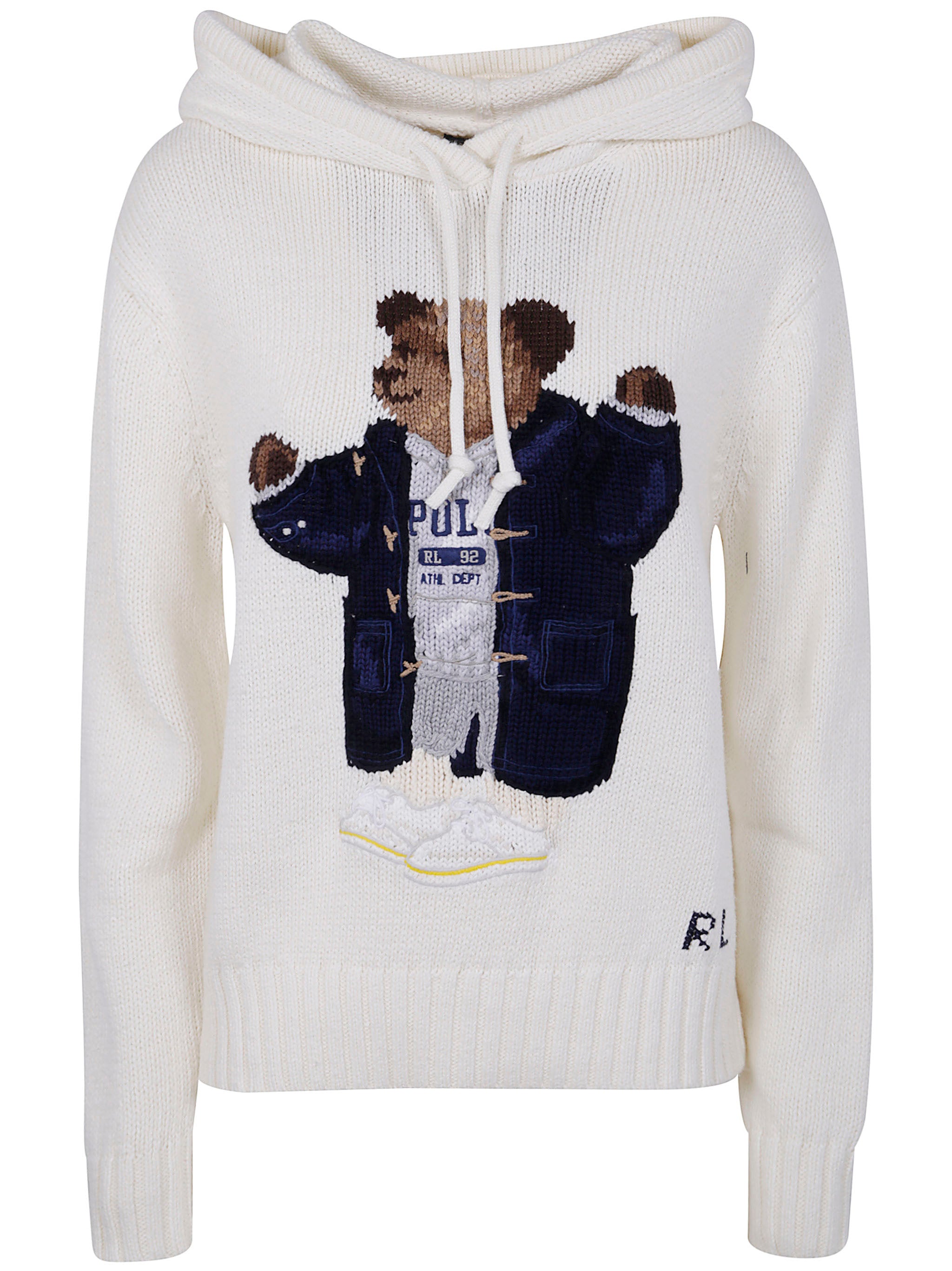 POLO RALPH LAUREN Knit Hoodie with Iconic Bear Design
