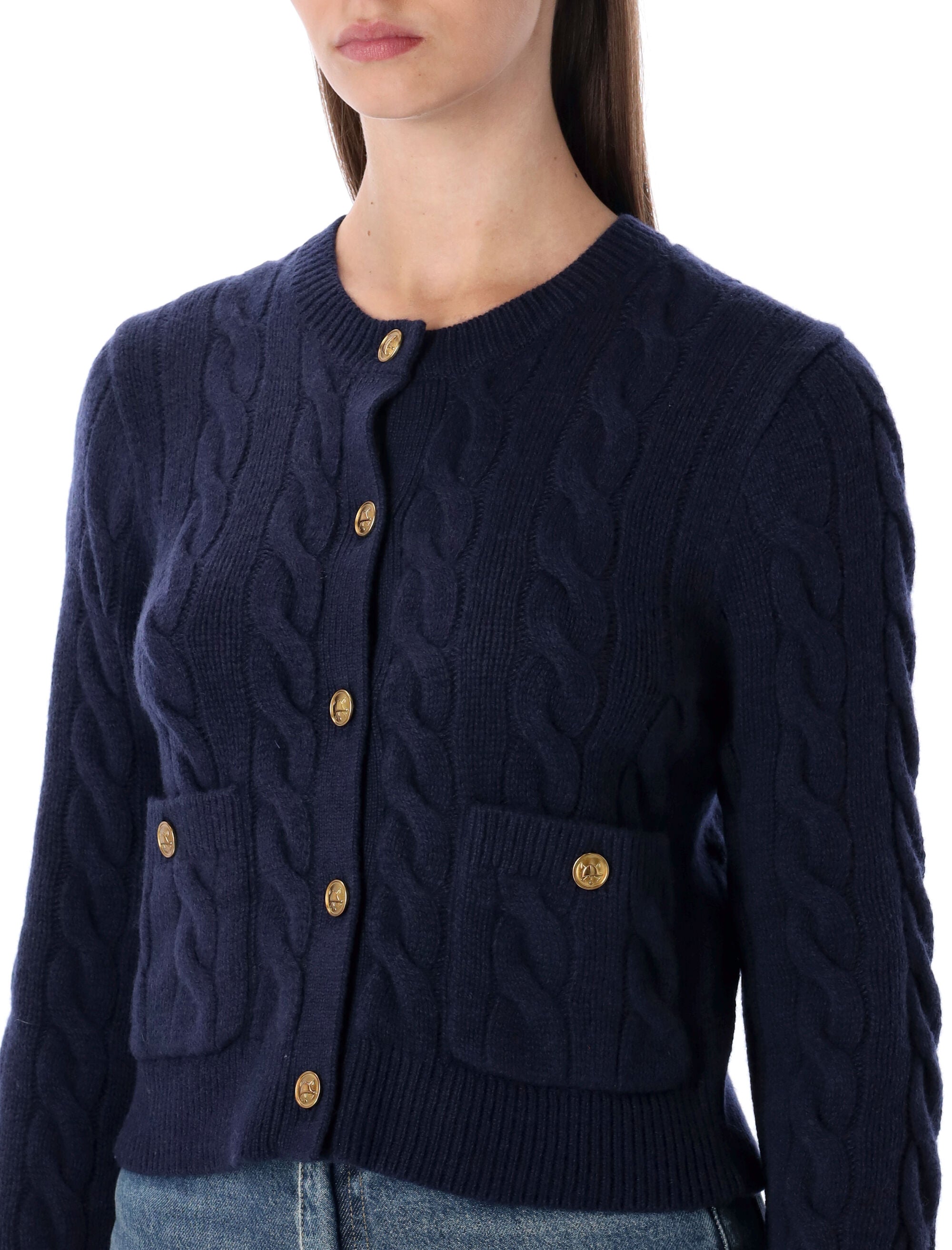 POLO RALPH LAUREN Luxurious Wool and Cashmere Cropped Cardigan