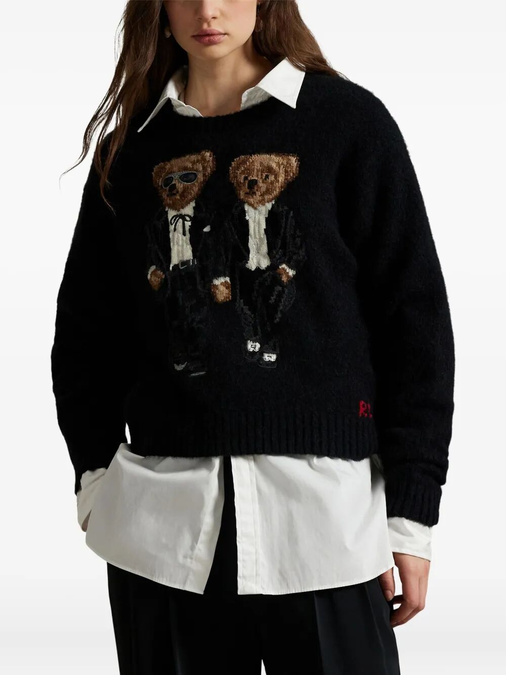 POLO RALPH LAUREN Round Neck Holiday 2025 Bear Sweater for Women