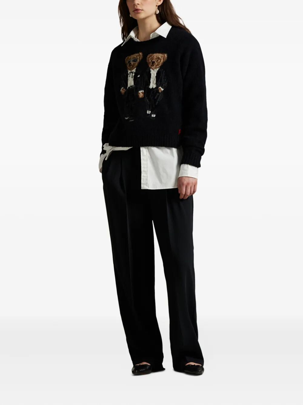 POLO RALPH LAUREN Round Neck Holiday 2025 Bear Sweater for Women