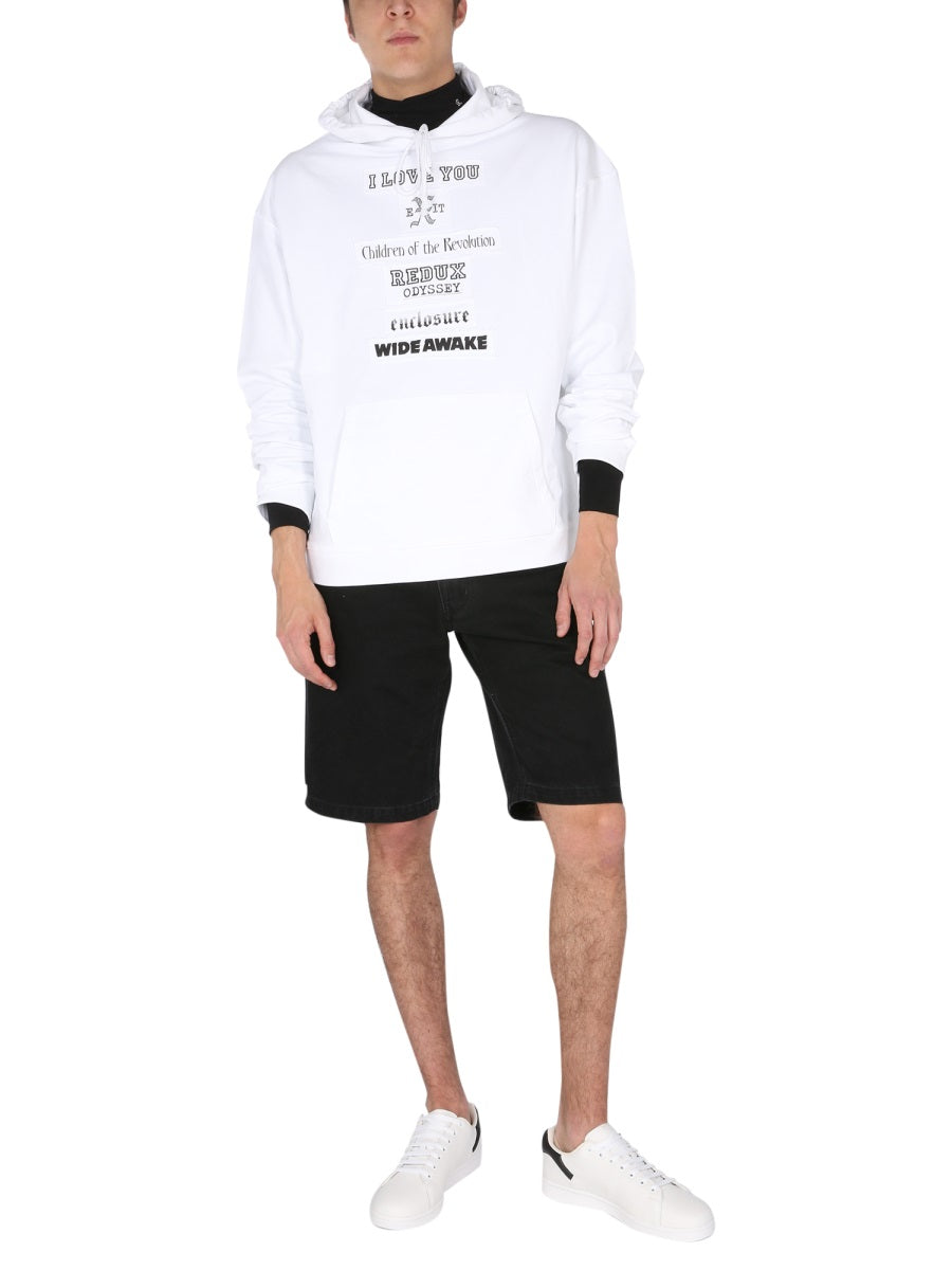 RAF SIMONS Men's Hoodie with Drawstring and Front Pocket