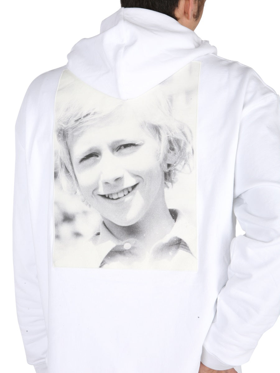 RAF SIMONS Men's Hoodie with Drawstring and Front Pocket