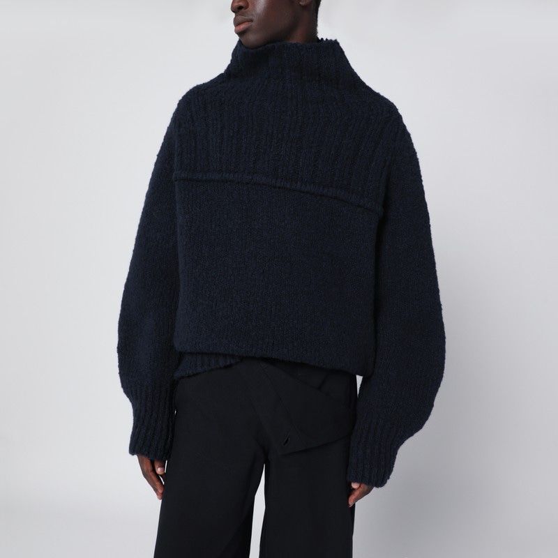 DRIES VAN NOTEN High Collar Loose Fit Wool Sweater for Men
