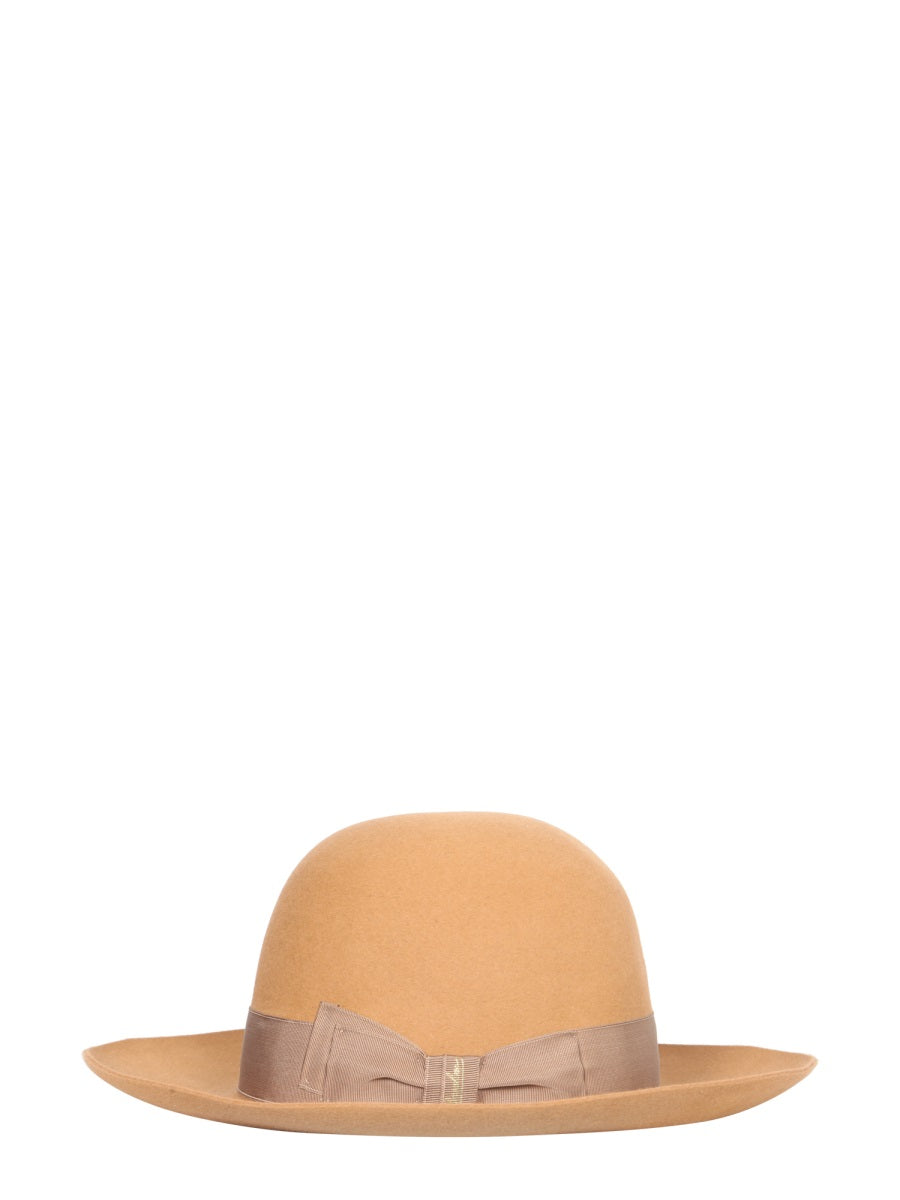 BORSALINO Wide Brim Leather Hat