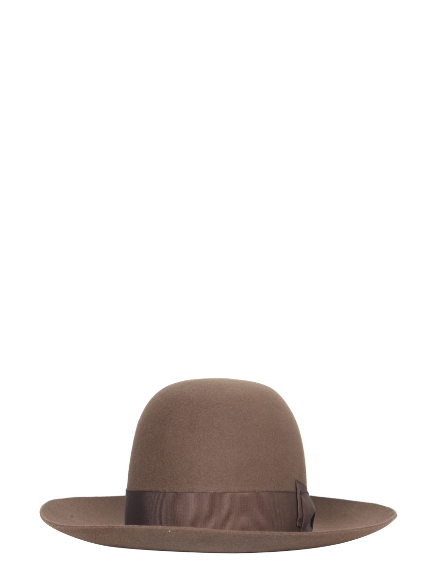 BORSALINO Wide Brim Leather Hat