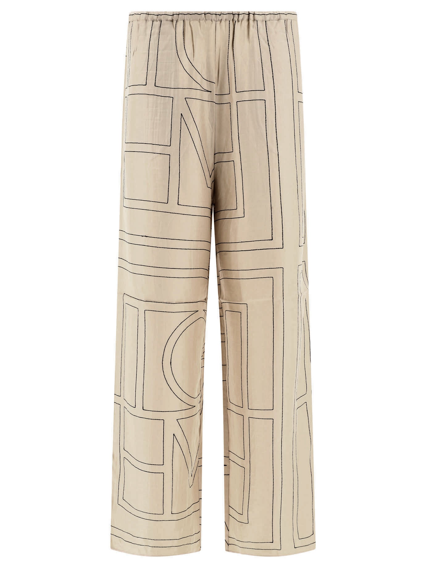 TOTEME Silk Monogram Pajama Bottoms