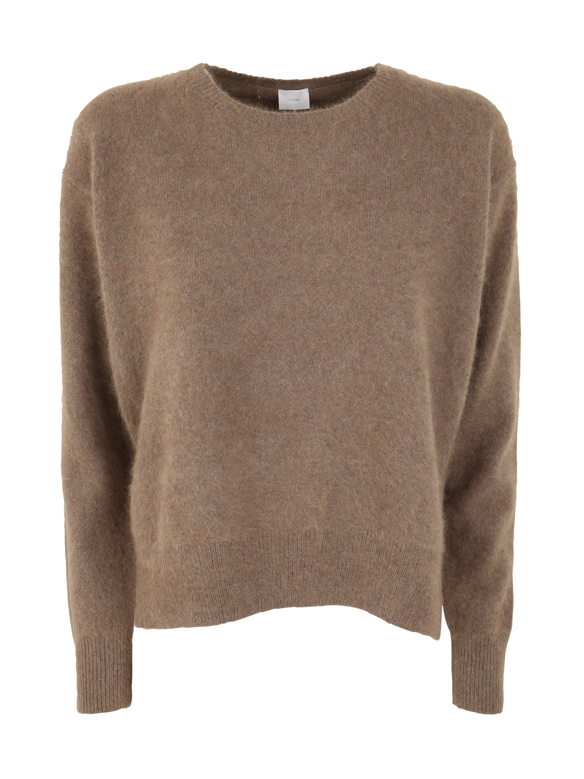 CT PLAGE Crew Neck Sweater with Side Slits