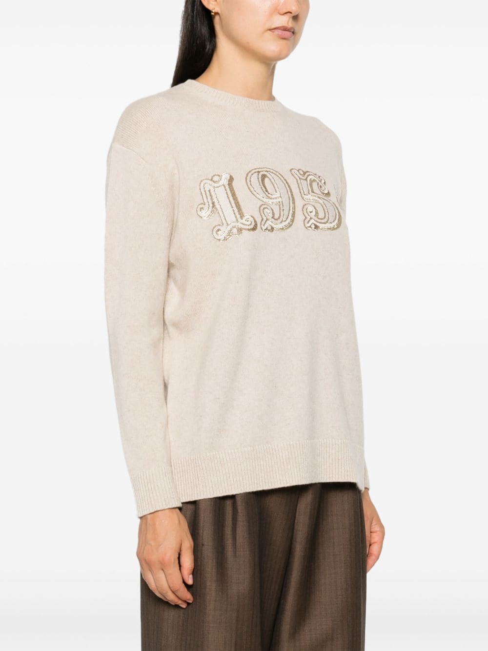 MAX MARA Wool-Cashmere Blend Sweater with Sequin Detailing - Long Sleeves