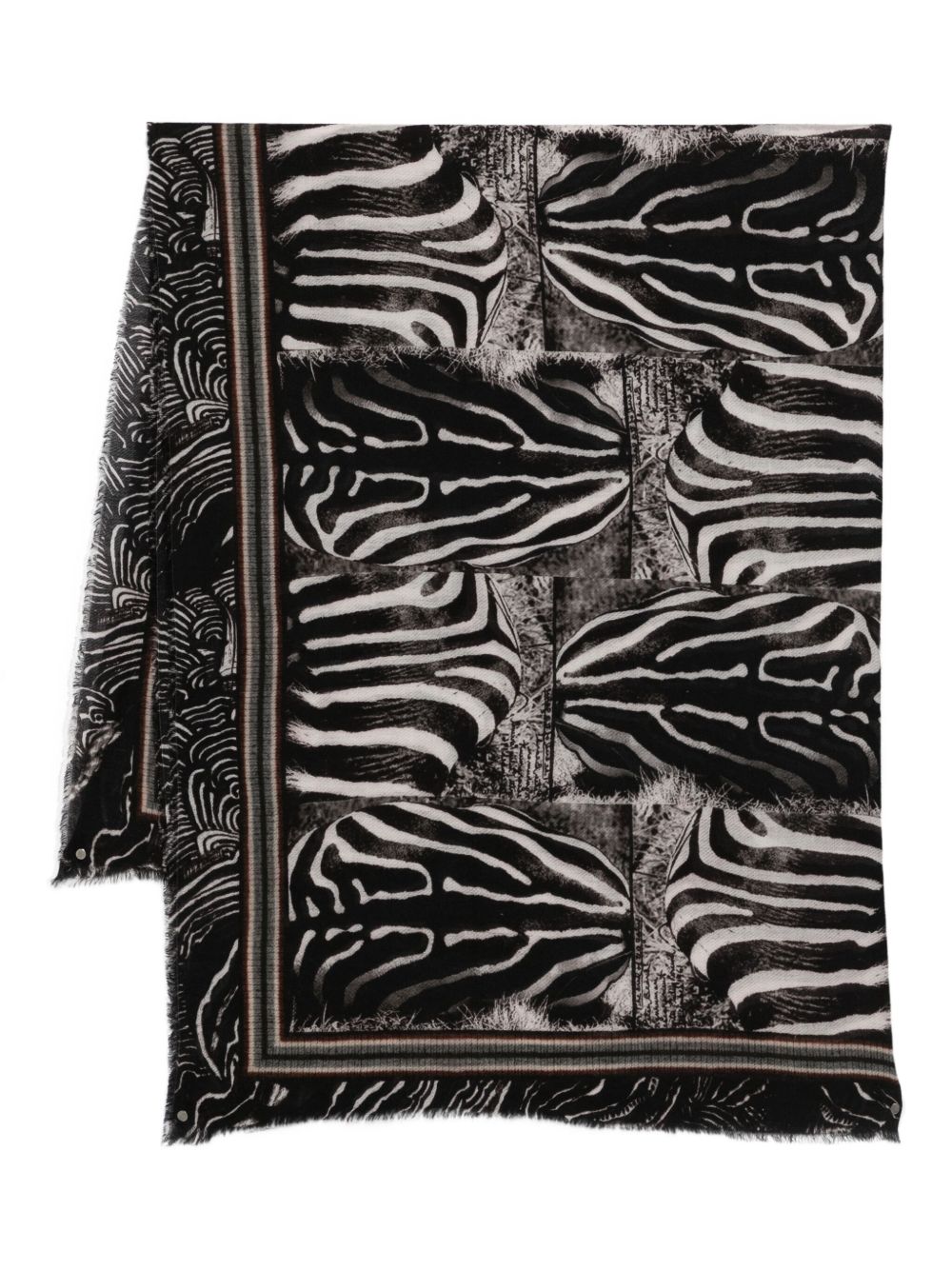 FALIERO SARTI Zebra Print Wool and Cashmere Stole with Fringed Edges