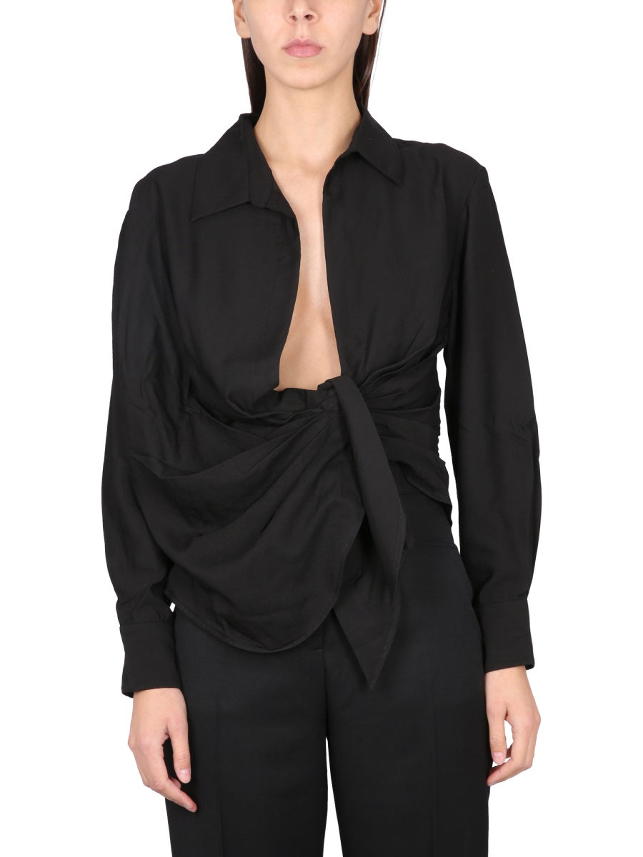 JACQUEMUS Elegant Bahia Shirt with Draped Knot Detail for Women