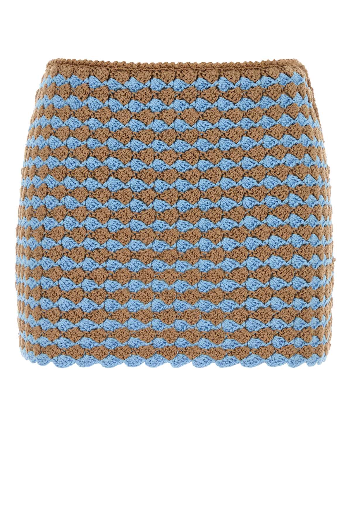 PRADA Two-Tone Mini Crochet Skirt