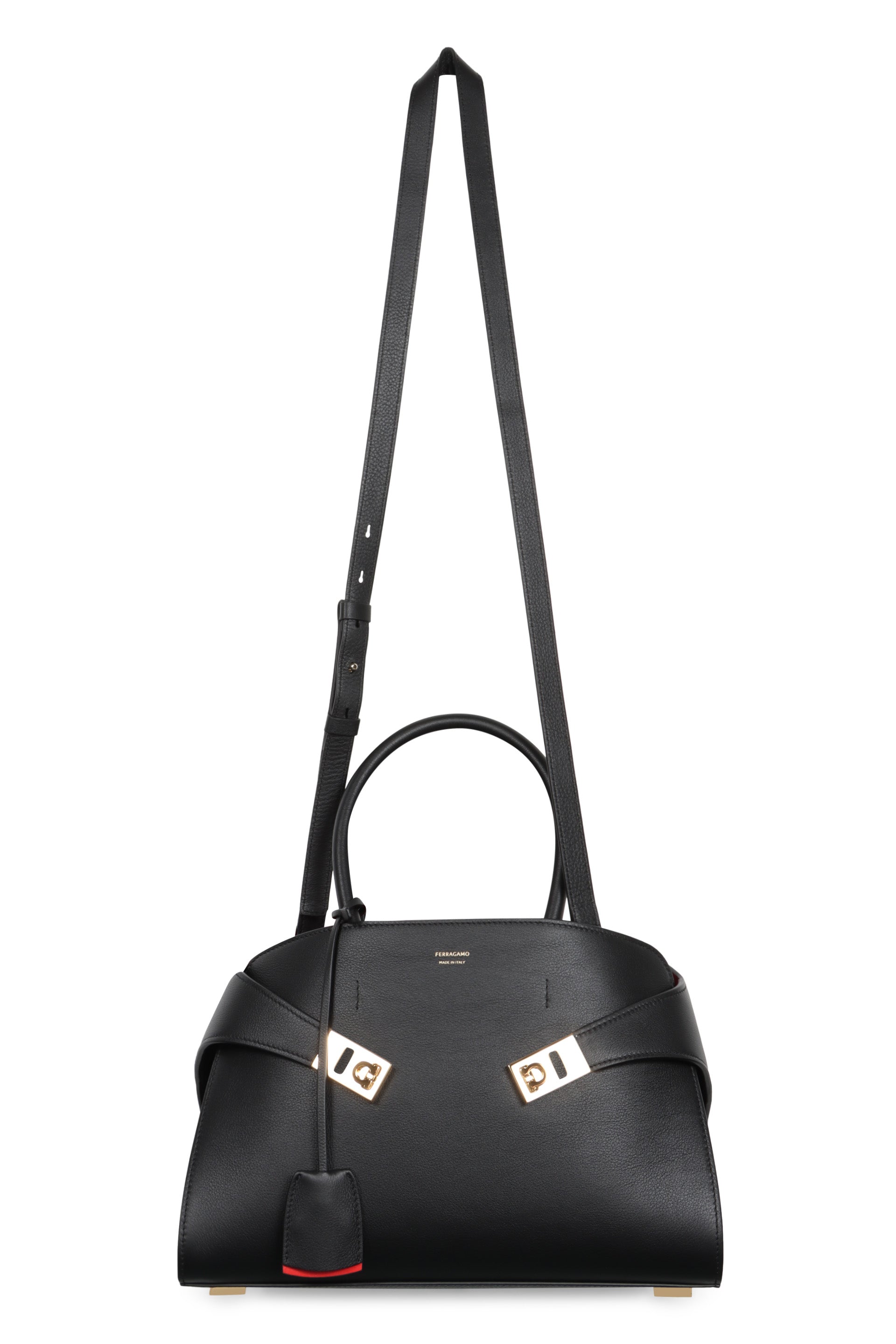 Ferragamo Pebbled Leather Handbag with Charm - 31.5 cm