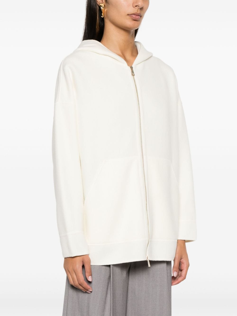 MAX MARA Cashmere Wool Hoodie with Zip Fastening for Women